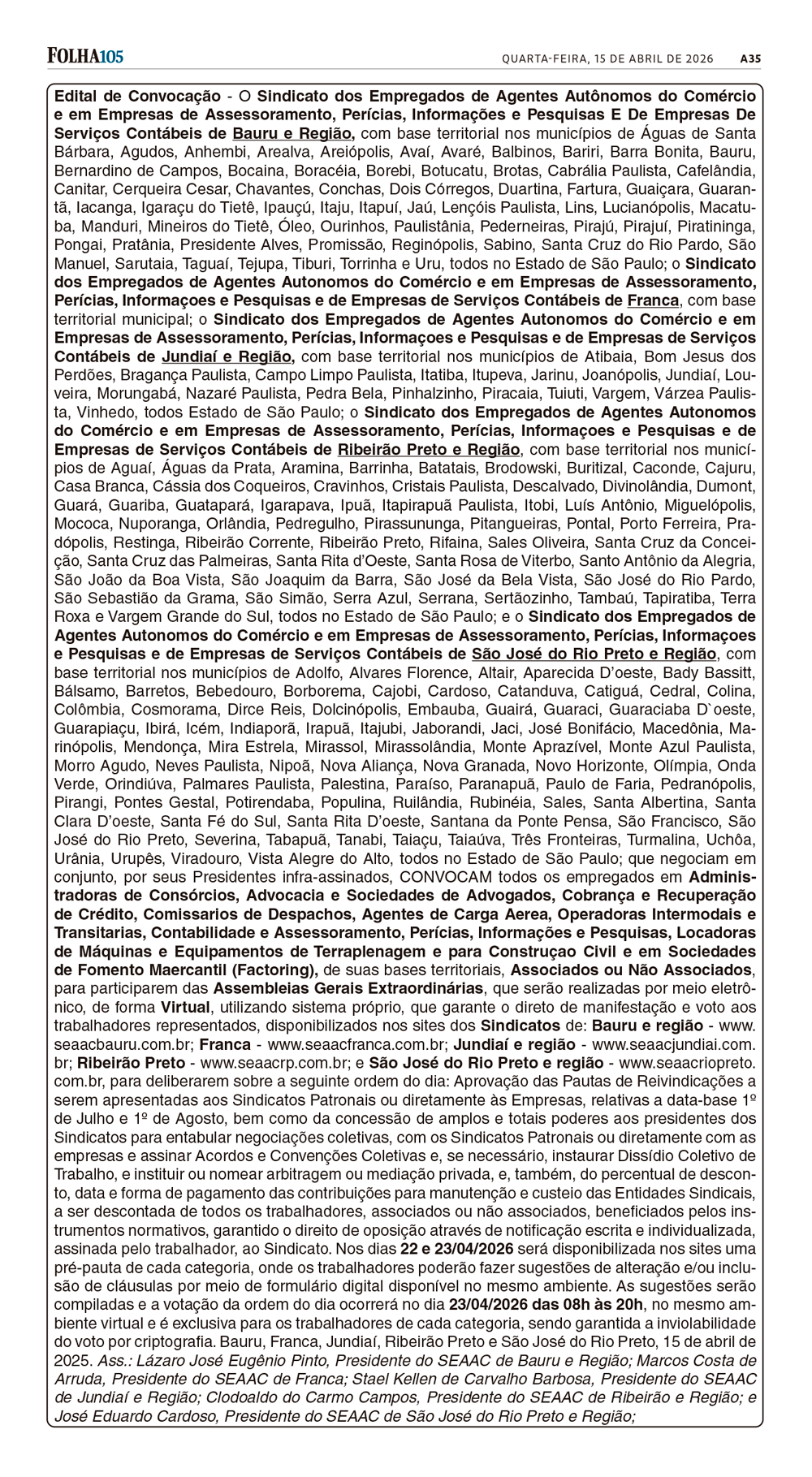 Edital de Convoca  o
